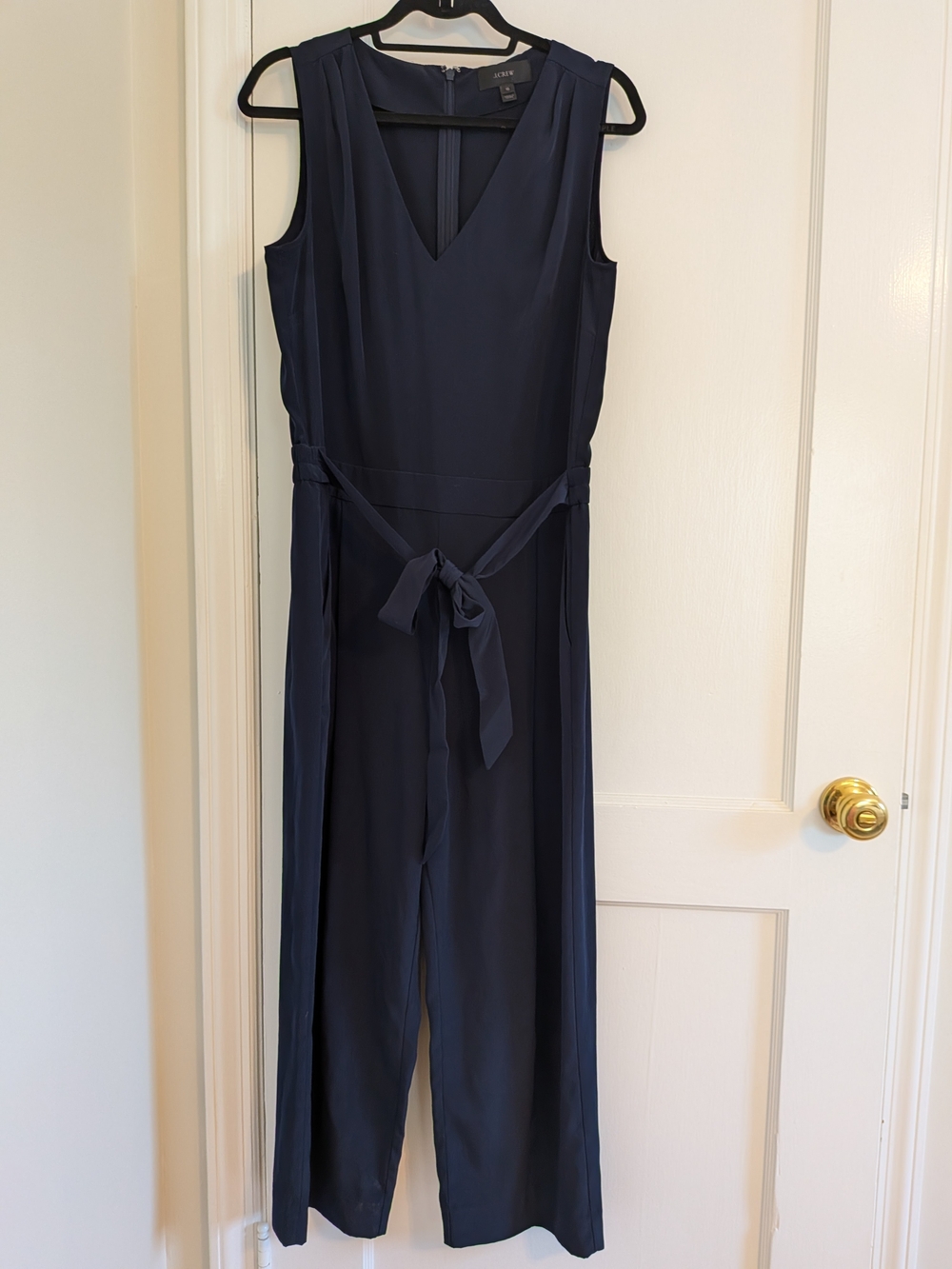 J.Crew Navy Blue Sleeveless V-Neck Belted Jumpsuit Size 10